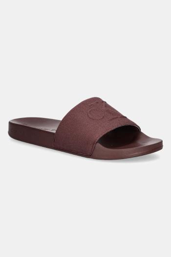 Šľapky Calvin Klein Jeans SLIDE HF MONO CV bordová farba, YM0YM01282