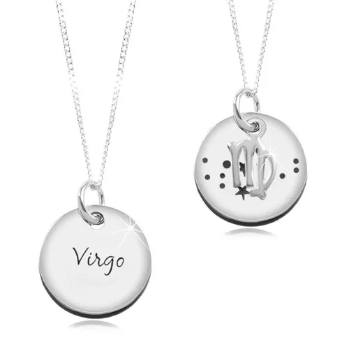 Strieborný 925 náhrdelník, retiazka a okrúhly prívesok - PANNA