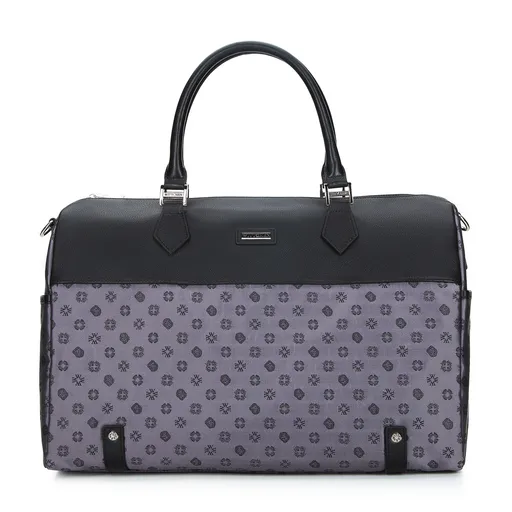 Kabelka kufríková zo žakáru s koženými pásikmi veľká sivá 95-4-900-8