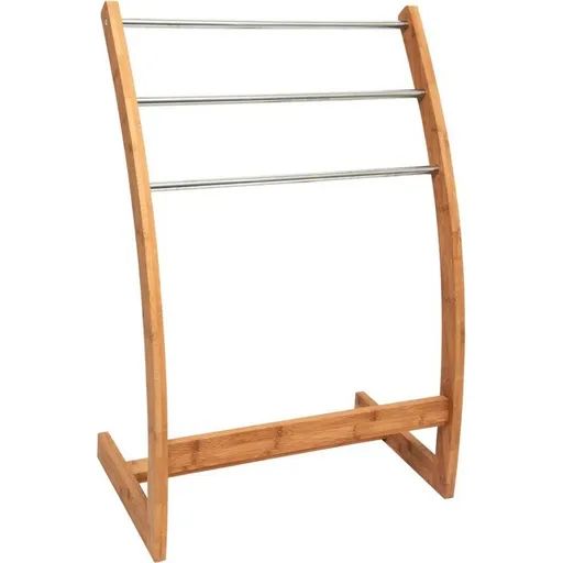 MSV Bambusový stojan na uteráky 3 tyče 57 x 35 x 85 cm