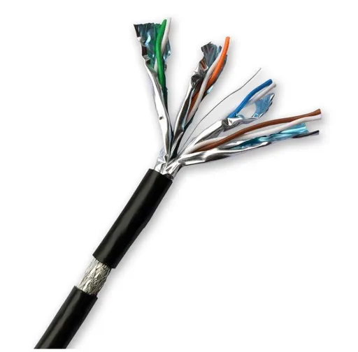 DATACOM S/FTP drôt CAT7 PE, Fca 100m, plášť čierny OUTDOOR