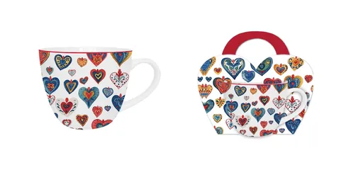 DUO - Hrnček 460ml COLORFUL HEARTS 3, porcelán
