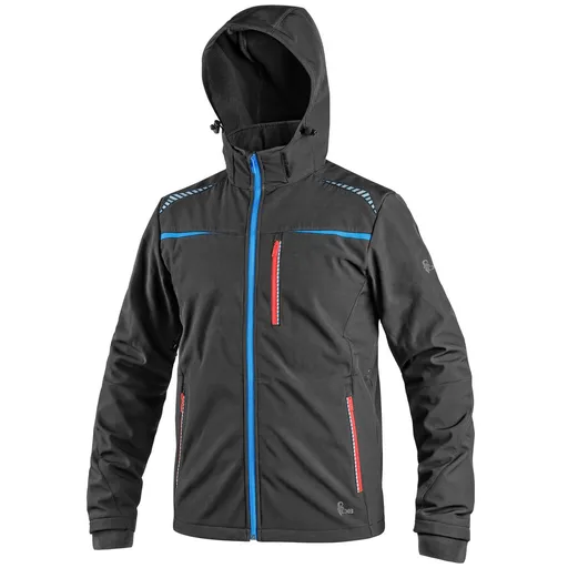 Canis (CXS) Pánska softshellová bunda CXS NORFOLK - Čierna / modrá / červená | XL