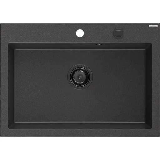 MEXEN/S MEXEN/S - Elix granitový drez 1-miska 700 x 500 mm, čierna kropenatá, sifón čierna 6526701005-76-B