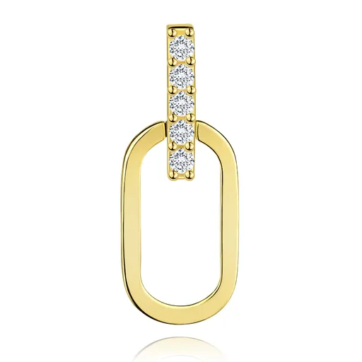 Zlatý prívesok 9K s oválnym očkom a zirkónovou líniou