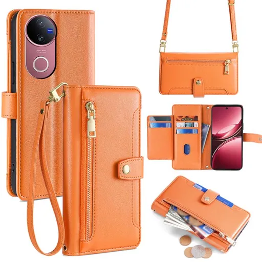 PASTEL Peňaženkové puzdro pre Vivo V50 5G oranžové