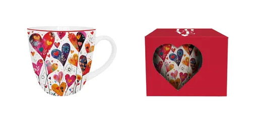 DUO - Hrnček 460ml COLORFUL HEARTS 1 v darčekovej krabičke, porcelán