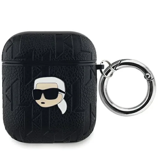 KARL LAGERFELD MONOGRAM Obal na slúchadlá pre Apple AirPods 1 / 2 čierny