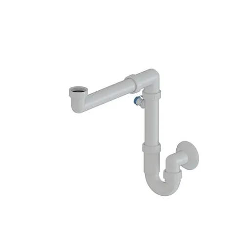 Drezový sifón MULTI 6/4"x40 s odbočkou úsporný biely DREZSIFON6440SLIM