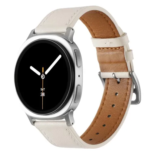 LEATHER Kožený remienok pre Samsung Galaxy Watch8 / Watch8 Classic biely