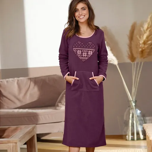 Fleecová nočná košeľa s nášivkou srdca