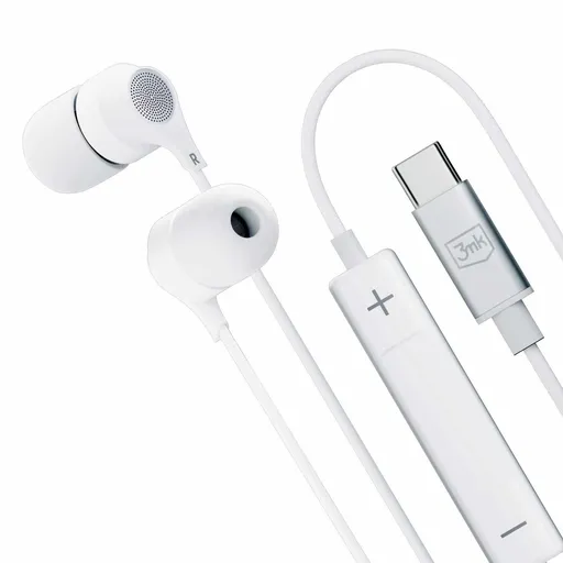 3mk slúchadlá - Wired Earphones USB-C, biela