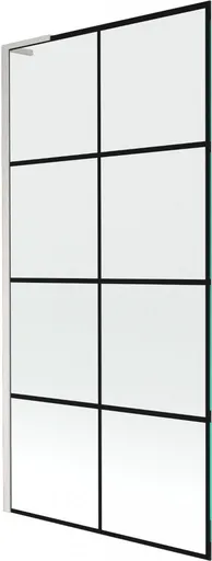 MEXEN/S - Next L vaňová zástena FIX 90 x 150, čierna vzor, nikel kartáčovaná 895-090-000-03-77-97