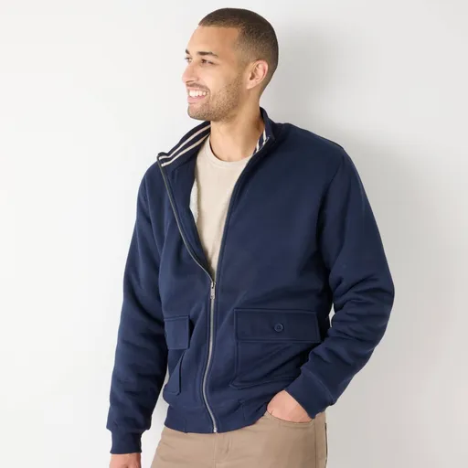 Moltonová bunda so zipsom a sherpa podšívkou