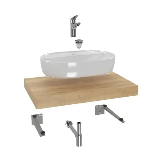 Hansgrohe Dolce kúpeľňová zostava siko s doskou pod umývadlo 80x8x50 cm dub halifax KSETDO2