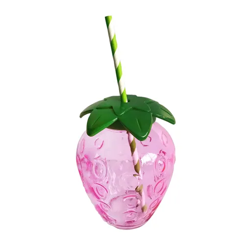 Pohár so slamkou TORO 450ml jahoda