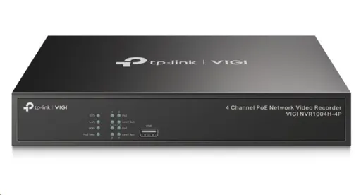 TP-Link VIGI NVR1004H-4P, videorekordér, 4 kanály, 4xPoE, 1xSATA, 1x100Mbps LAN, 2xUSB2.0, 1xHDMI, 1xVGA