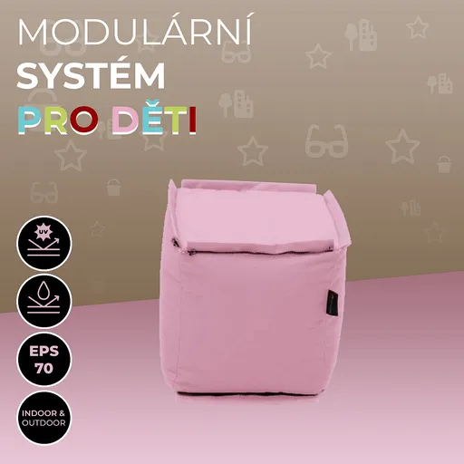 DEOKORK Záhradný detský textilný stolík/taburet MODULTEX KIDS (ružová)