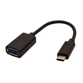 USB redukcia (3.0), USB C samec - USB A samica, 0.15m, kulatý, čierny, plastic bag, OTG kabel