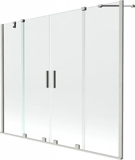 MEXEN/S - Velar Duo dvojkrídlová posuvná vaňová zástena 180 x 150, transparent, nikel kartáčovaný 896-180-000-02-97