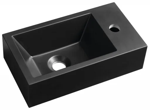 SAPHO - AMAROK liaty mramor umývadlo 40x22cm, čierna mat, batéria vpravo AR500B