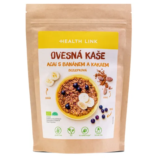 HEALTH LINK Ovsená kaša acaí s banánom a kakaom BIO 300 g