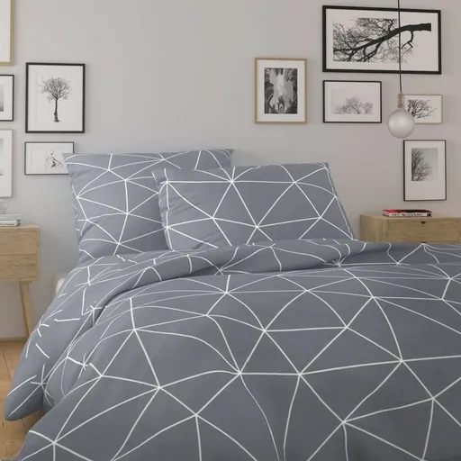 Kvalitex Bavlnené obliečky Nordic Grid sivá, 240 x 200 cm, 2 ks 70 x 90 cm