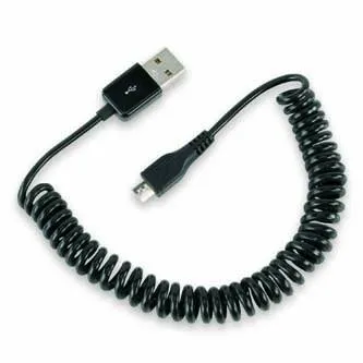 USB kábel (2.0), USB A samec - microUSB samec, 1m, krútený, čierny, DOPREDAJ