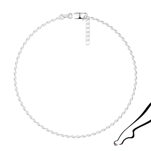 Náramok na členok v 925 striebre - husto spájané očká zatočené do špirály