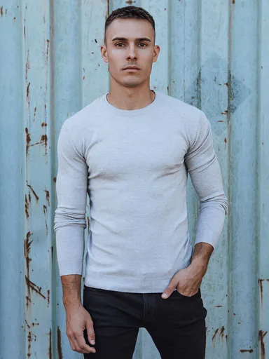 Pánsky klasický svetlosivý sveter Dstreet WX2212