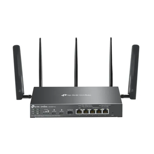 TP-Link ER706WP-4G OMADA VPN 4G+Cat6 router (AX3000, 1xSFP WAN/LAN, 1xGbEWAN, 4xGbELAN/WAN, 4xPoE+, 45W, 2xnanoSIM)