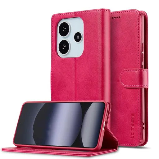 IMEEKE Peňaženkový obal pre Xiaomi Redmi Note 14 (EU verzia 164.8mm) ružový