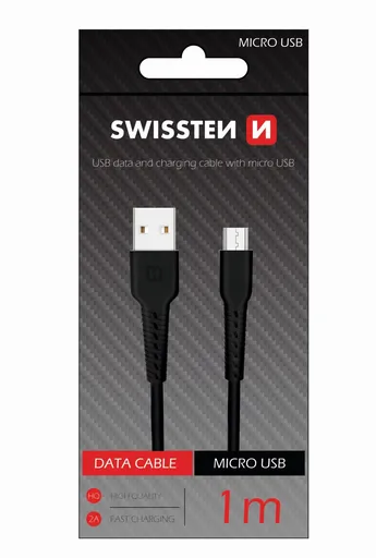 DÁTOVÝ KÁBEL SWISSTEN USB / MICRO USB 1,0 M ČIERNY