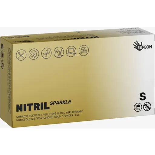 Espeon Nitril Sparkle Pearlescent Gold nitrilové nepudrované rukavice veľkosť S 2x50 ks