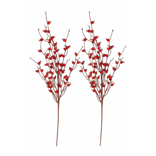 Súprava umelých vetvičiek Červené bubule, 2ks, 70 cm