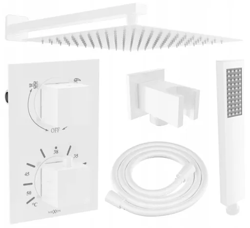 MEXEN/S MEXEN/S - Cube DR02 podomietkový sprchový SET + slim sprcha 25, biela 77502DR0225-20