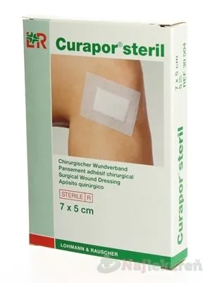 Curapor krytie na rany s vankúšikom 7 x 5 cm chirurgické samolepiace sterilné 1 x 5 ks