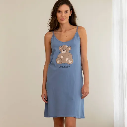 Krátka nočná košieľka s potlačou medvedíka