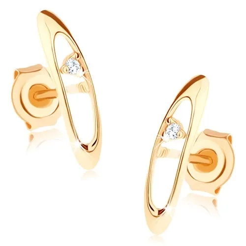 Zlaté náušnice 9K s oválnym výrezom a zirkónom