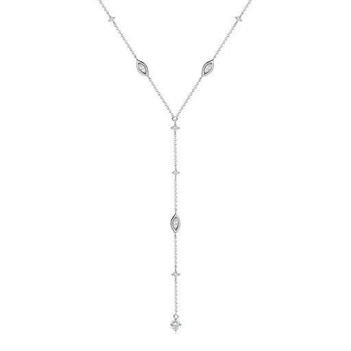 Strieborný náhrdelník 925 so zirkónmi v tvare kruhu, zrnka a oválu