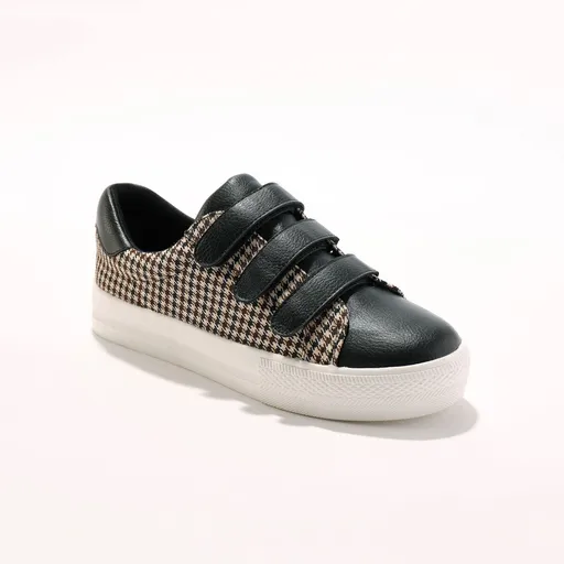 Tenisky z 2 materiálov na suchý zips, kockovaný vzor