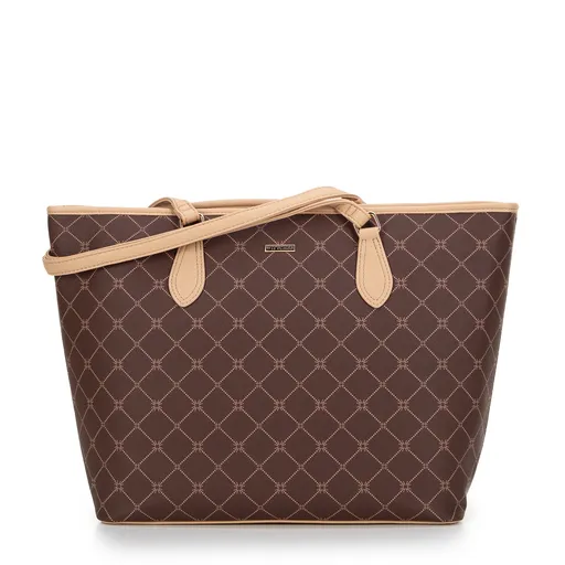 Dámska shopperka s monogramom hnedá 99-4Y-503-4