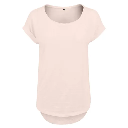 Build Your Brand Dámske tričko s predĺženým zadným dielom - Ružová | L