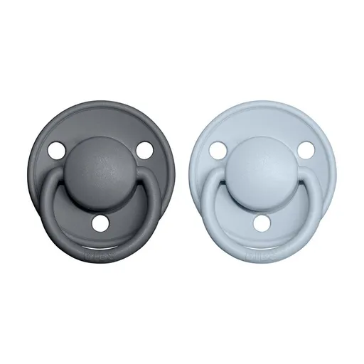 BIBS De Lux cumlíky z prírodného kaučuku 2 ks veľ. 1 Iron / BabyBlue