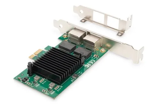 Digitus Karta Gigabit Ethernet PCI Express, dvojportový 32-bitový držiak s nízkym profilom, čipová sada Intel