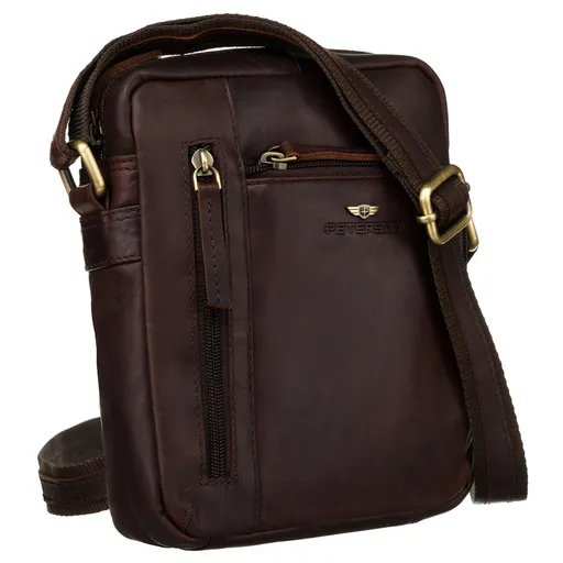 Hnedá kožená crossbody taška - Peterson