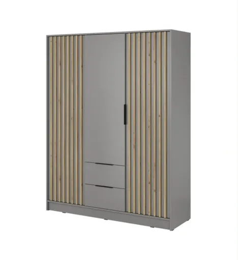 ArtPS Šatníková skriňa KELLY 3D bez zrkadla | sivá