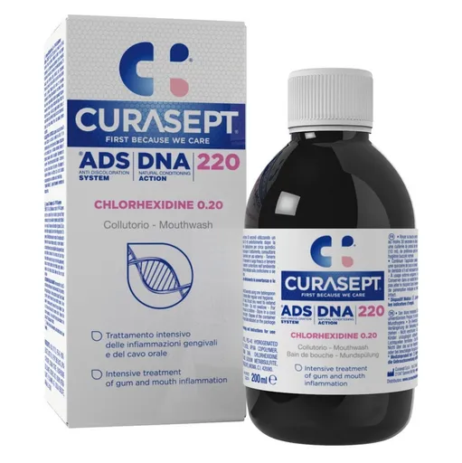 CURASEPT Ads dna 220 ústna voda, 0.2% CHX 200 ml