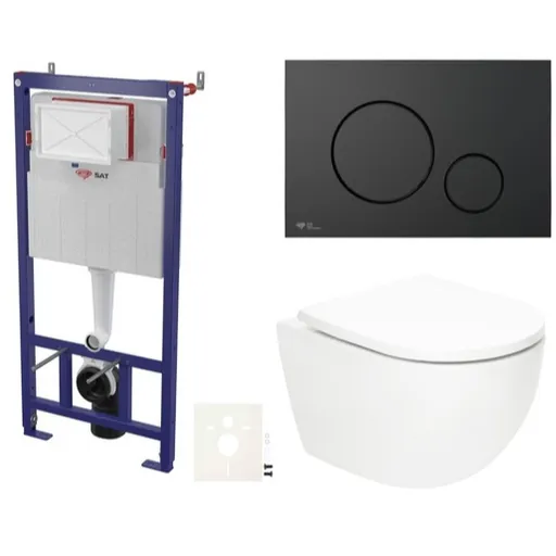 Závesný wc set SAT Fusion do ľahkých stien / predstenové vírové splachovanie SIKOSSTORFU68