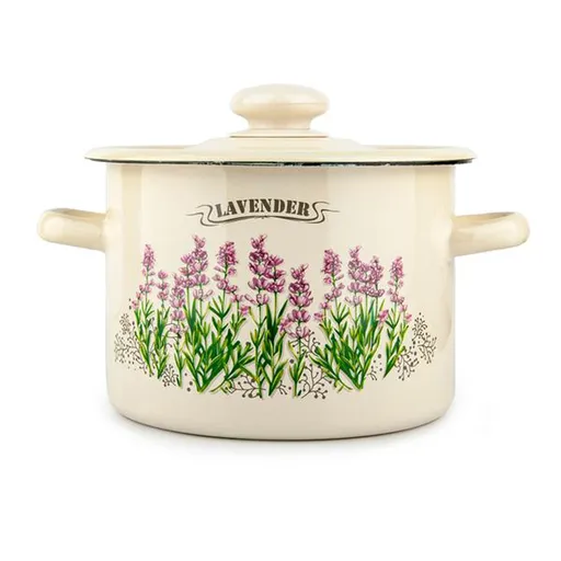 TORO Smaltovaný hrniec s pokrievkou 4,5l levanduľa